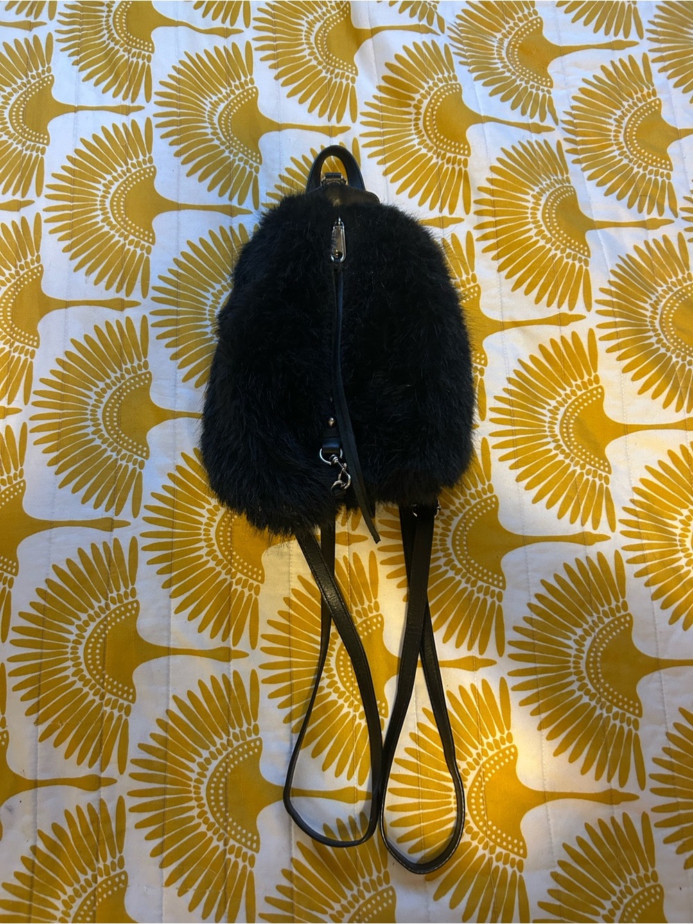 Rebecca Minkoff Black Faux Fur Mini Backpack